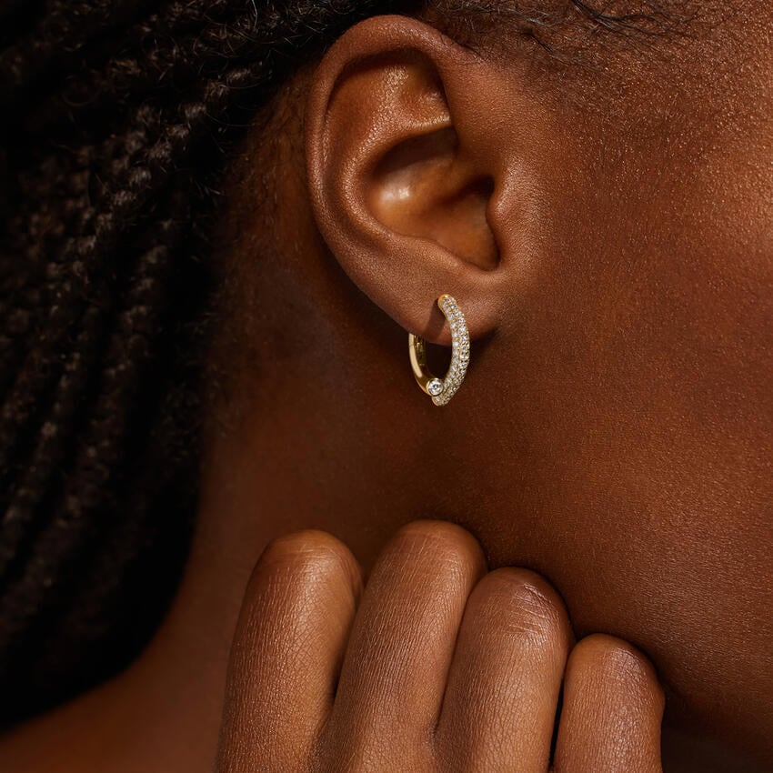 1 CTW Lab Grown Diamond Bypass Hoop Earrings