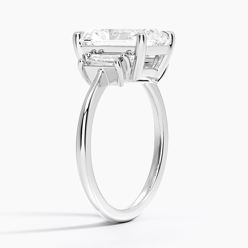 3CT Radiant Lab Grown Diamond Three Stone Gold Ring