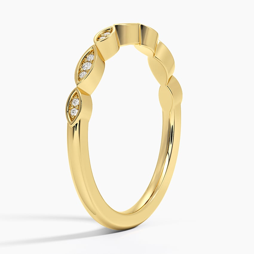 0.05 CTW Petal Milgrain Lab Grown Diamond Half Eternity Bands