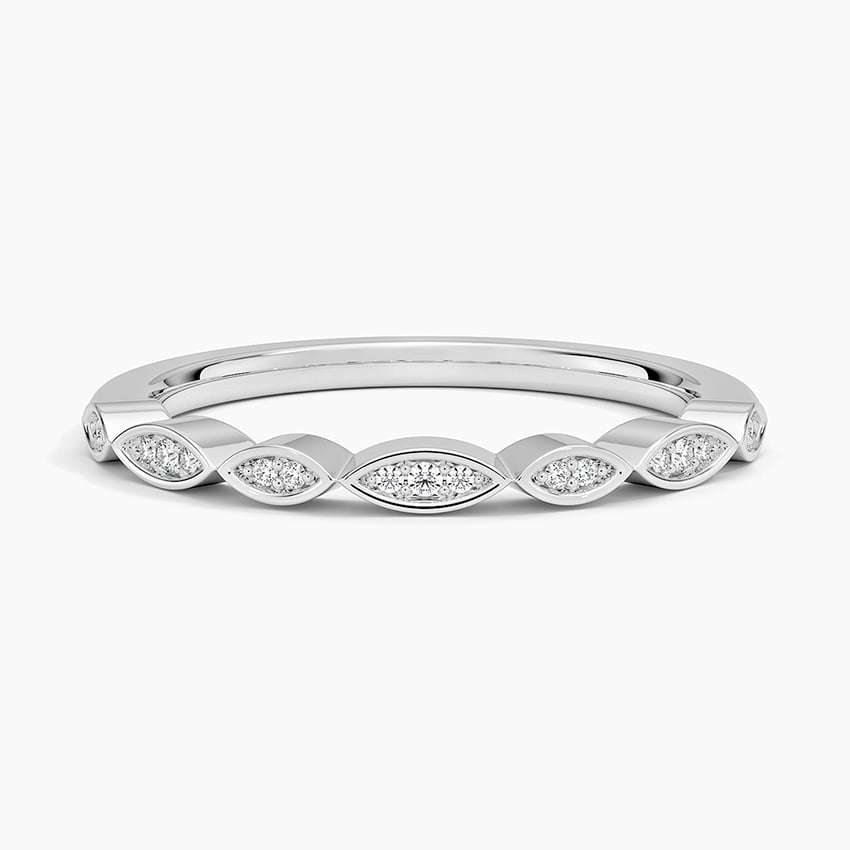 0.05 CTW Petal Milgrain Lab Grown Diamond Half Eternity Bands