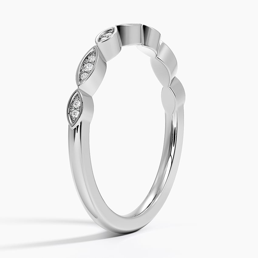 0.05 CTW Petal Milgrain Lab Grown Diamond Half Eternity Bands