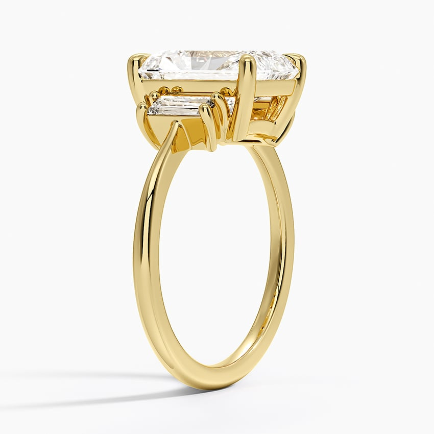 3CT Radiant Lab Grown Diamond Three Stone Gold Ring