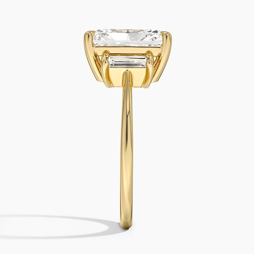 3CT Radiant Lab Grown Diamond Three Stone Gold Ring