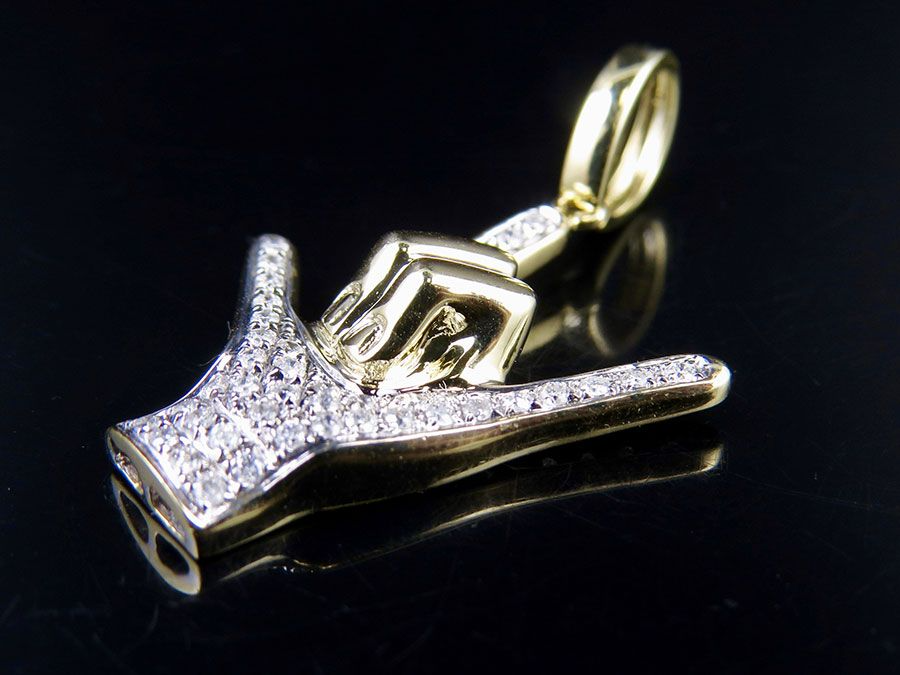 1.3" Lab Grown Diamond 10K Gold Custom Hand Pendant