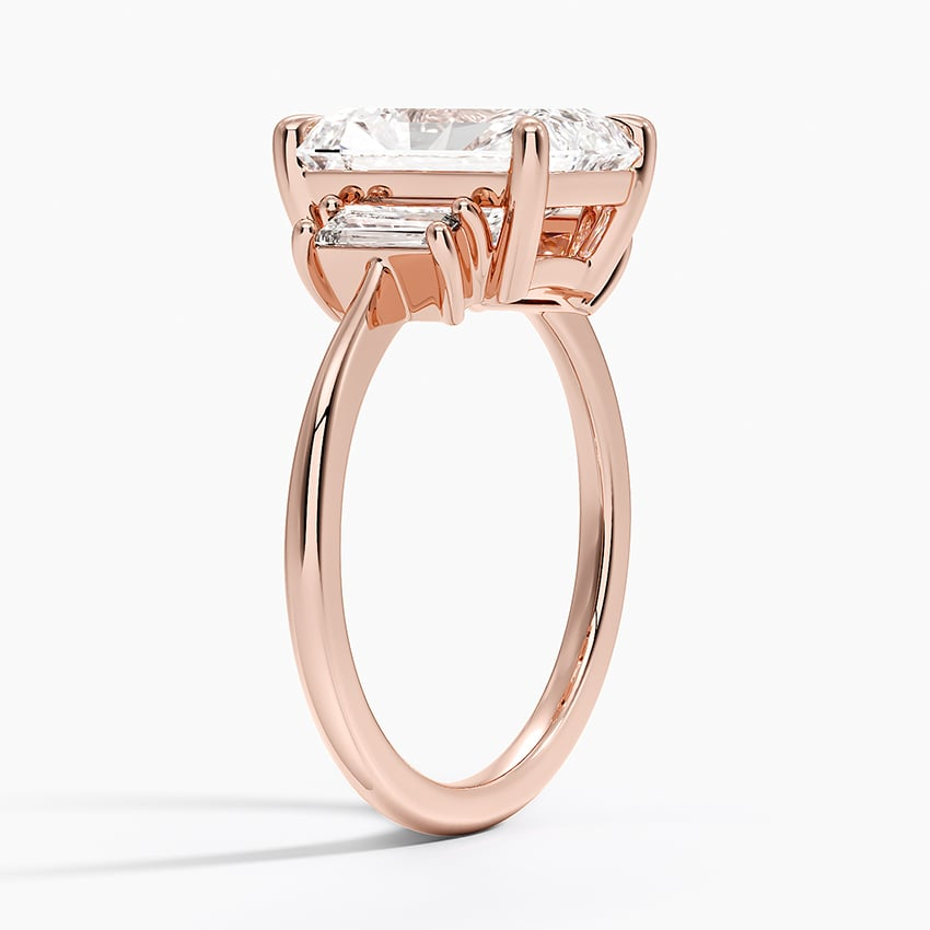 3CT Radiant Lab Grown Diamond Three Stone Gold Ring