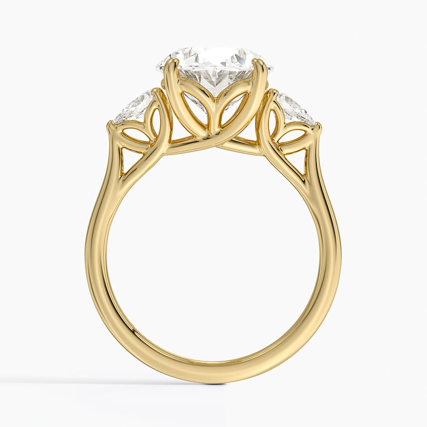 4Ct Oval Lab Grown Diamond Gold Three Stone Pear Diamond Ring