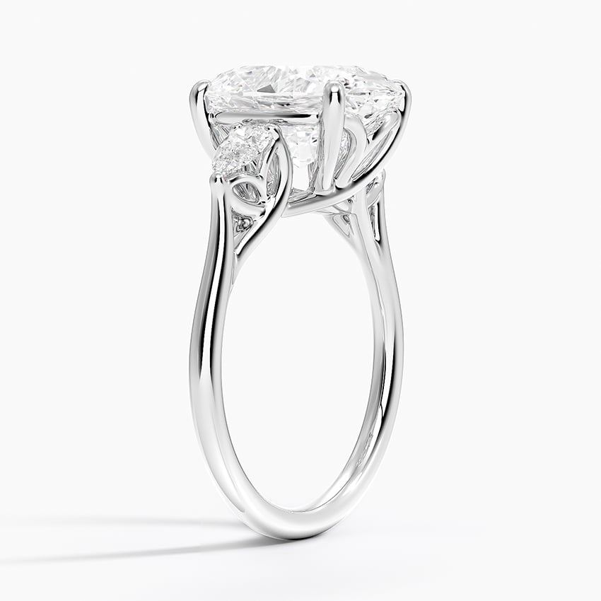 4Ct Oval Lab Grown Diamond Gold Three Stone Pear Diamond Ring