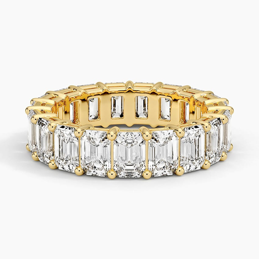 Emerald Cut Full Eternity 10k Solid Gold Lab Grown Diamond Rings