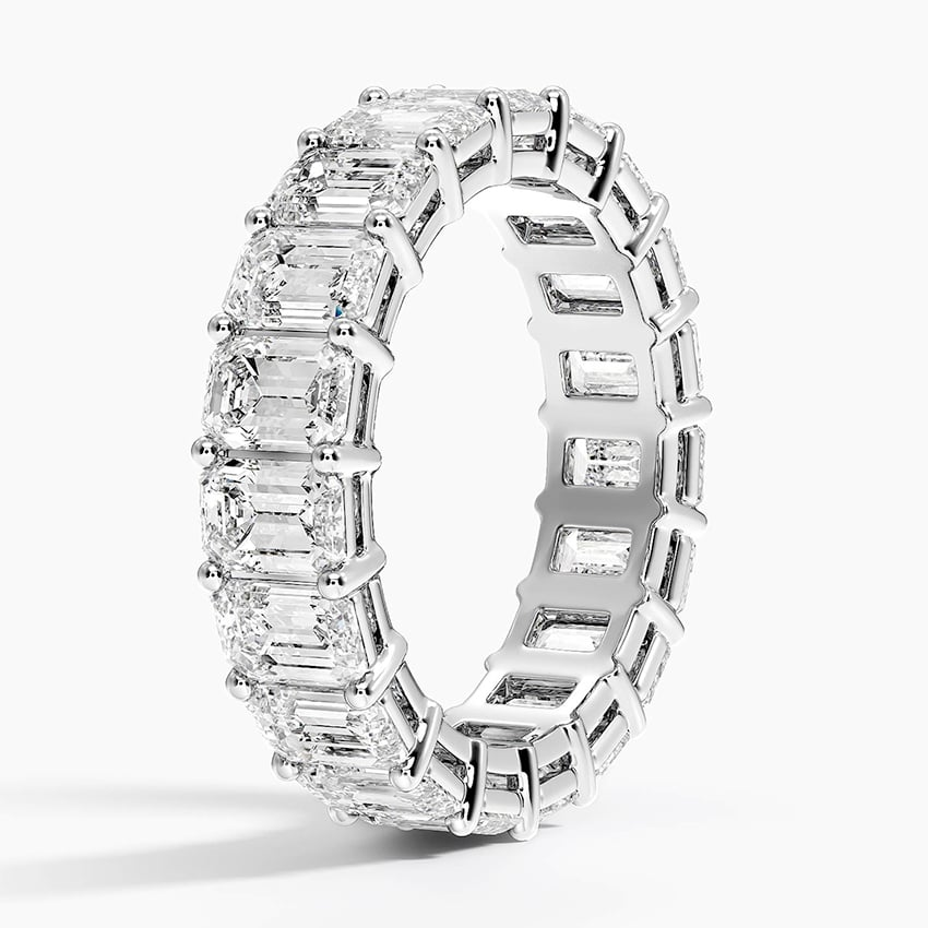 Emerald Cut Full Eternity 10k Solid Gold Lab Grown Diamond Rings