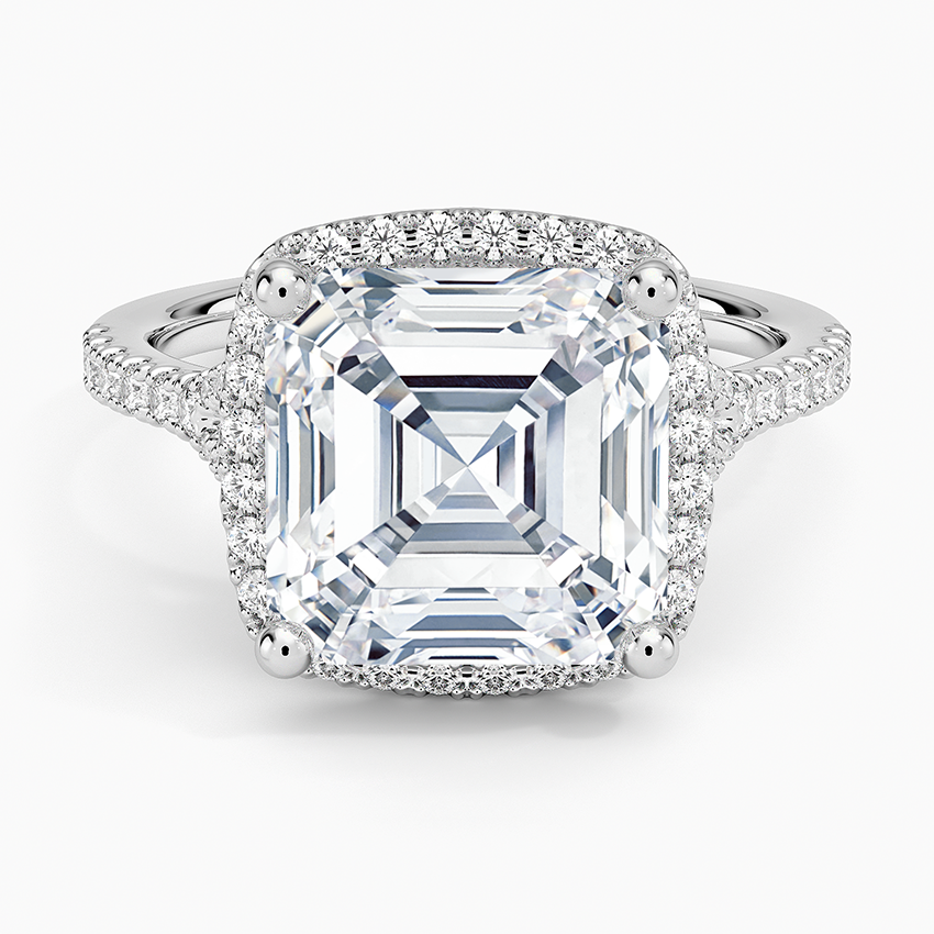 5Ct Asscher Lab Grown Diamond Halo Engagement Ring