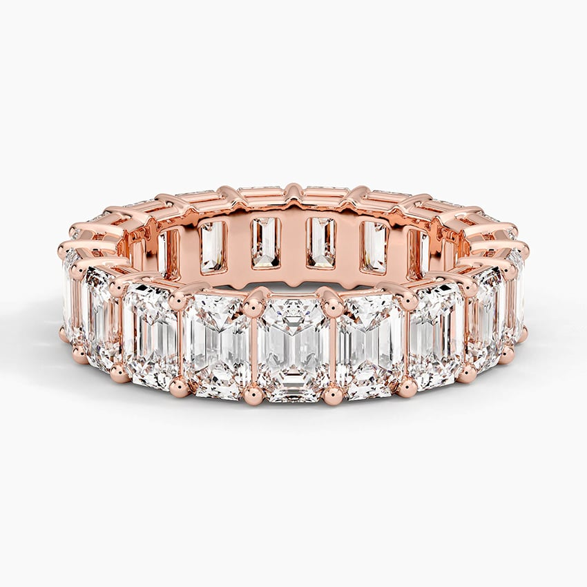 Emerald Cut Full Eternity 10k Solid Gold Lab Grown Diamond Rings