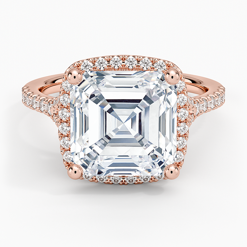 5Ct Asscher Lab Grown Diamond Halo Engagement Ring