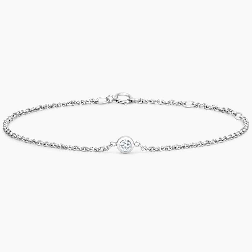 7 inch 0.06CTW Lag Grown Diamond Bezel Bracelet in Silver