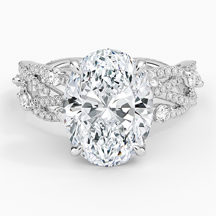 4CT Oval Cut Diamond white Gold Engagement Ring
