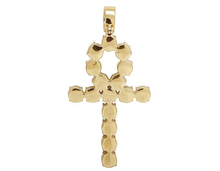 Lab Grown Diamond 10K Egyptian Cluster Ankh Cross Pendant