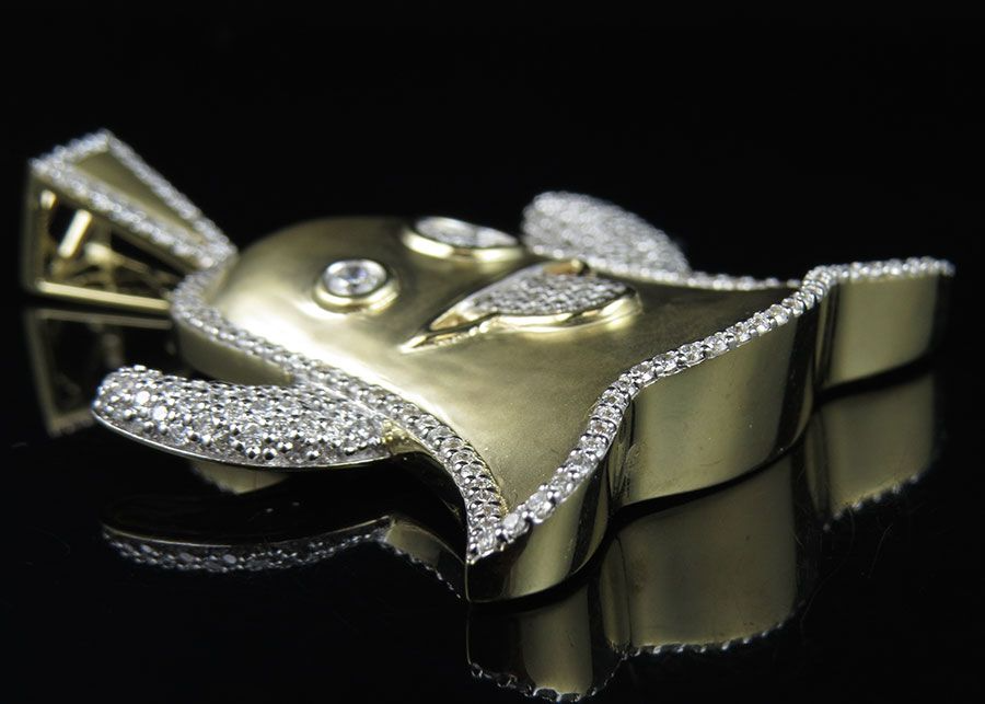 2 Inch Lab Grown Diamond 10K Gold SnapChat Ghost Pendant