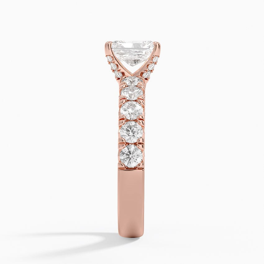 1Ct Radiant Lab Grown Diamond Half Coverage Ring