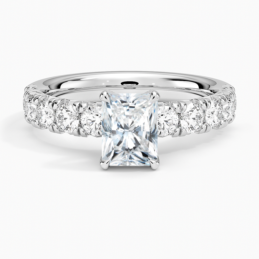 1Ct Radiant Lab Grown Diamond Half Coverage Ring