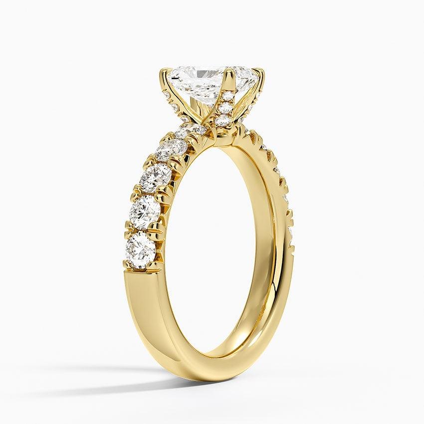 1Ct Radiant Lab Grown Diamond Half Coverage Ring