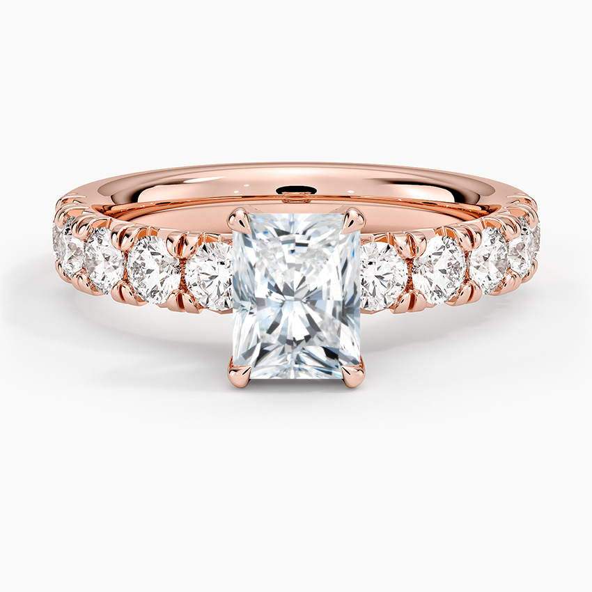 1Ct Radiant Lab Grown Diamond Half Coverage Ring