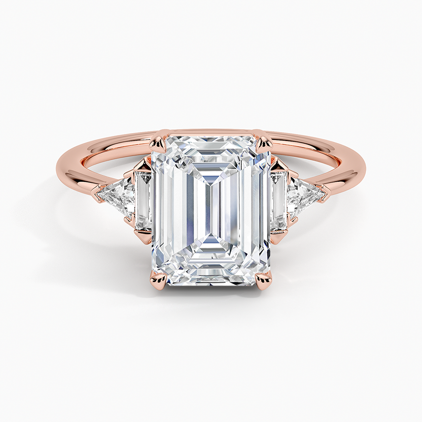 2ct Emerald Lab Grown Diamond Gold Deco Ring