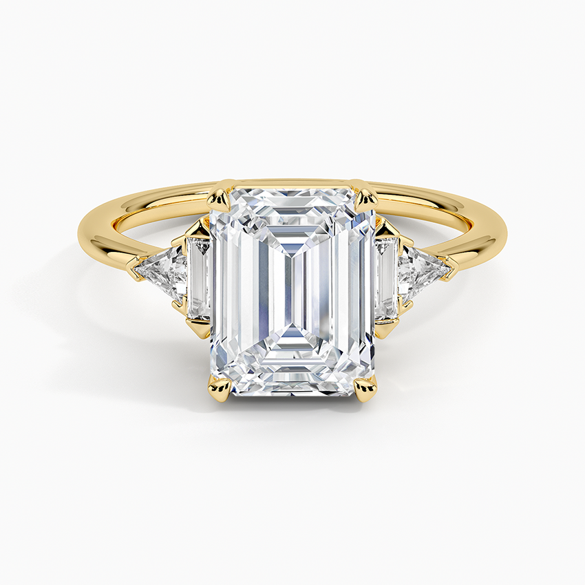 2ct Emerald Lab Grown Diamond Gold Deco Ring