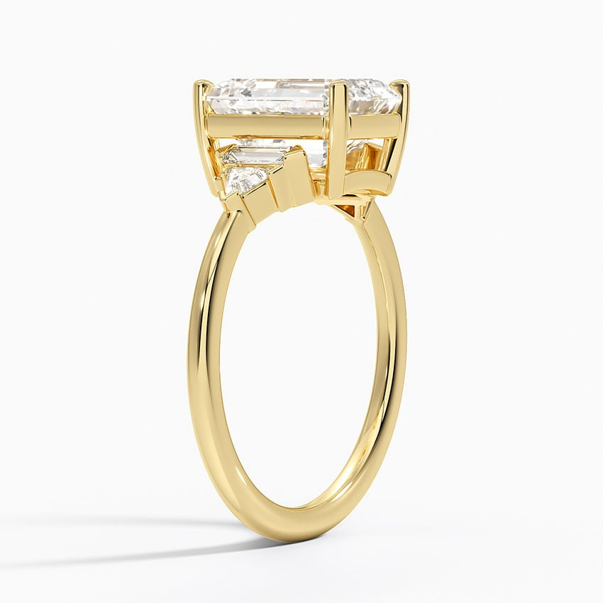 2ct Emerald Lab Grown Diamond Gold Deco Ring