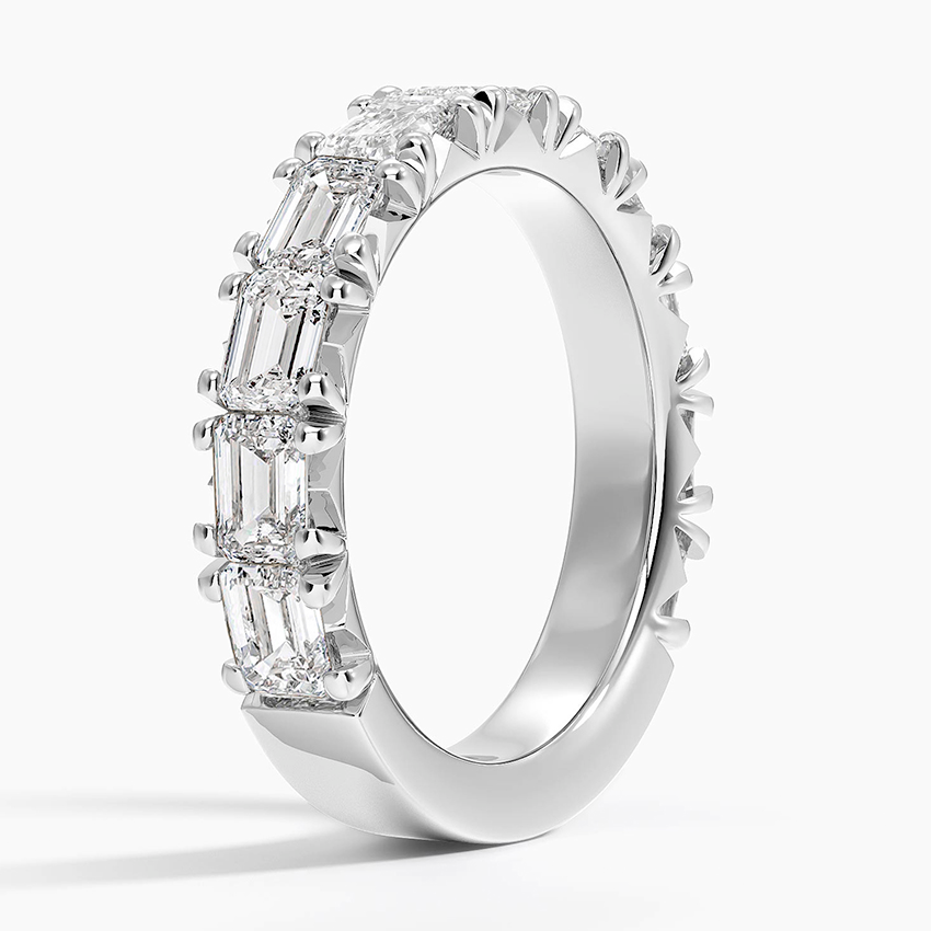 2.53CTW Emerald Lab Groen Diamond Prong Set Wedding Band