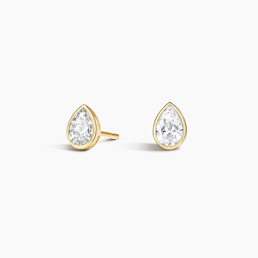 1/2 CTW Pear Shaped Lab Grown Diamond Bezel Stud Earrings
