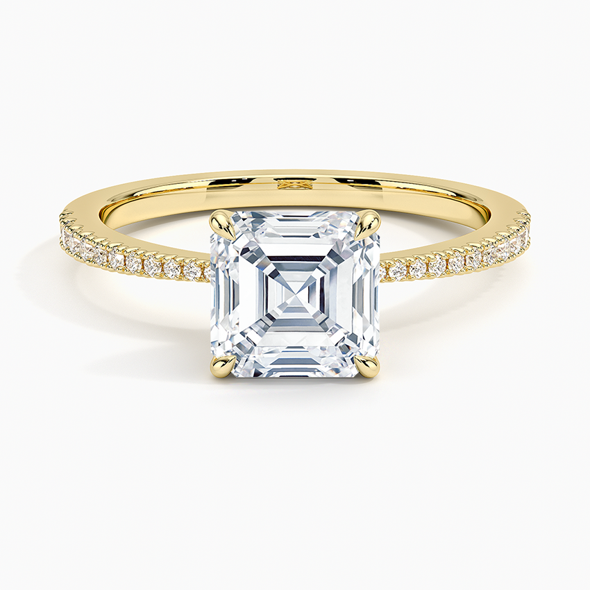 11/2 Asscher Lab Grown Diamond Gold Engagement Ring
