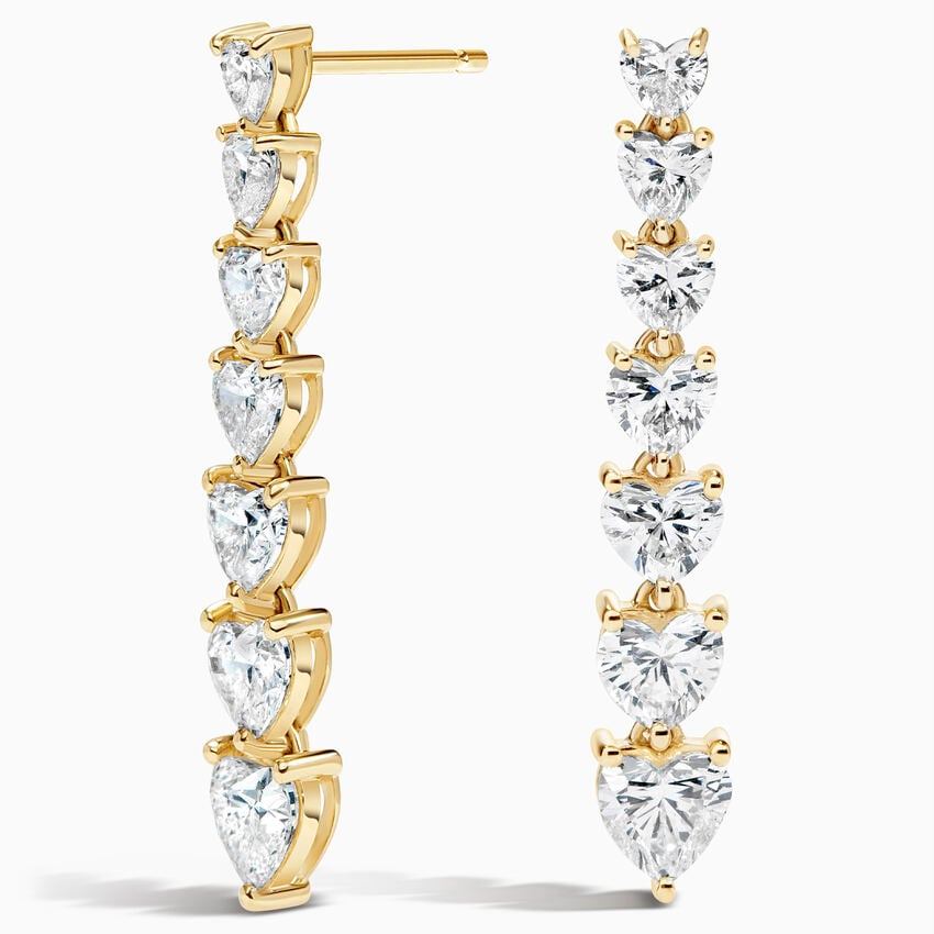 3 CTW Heart Shaped Lab Grown Diamond Tennis Drop Earrings