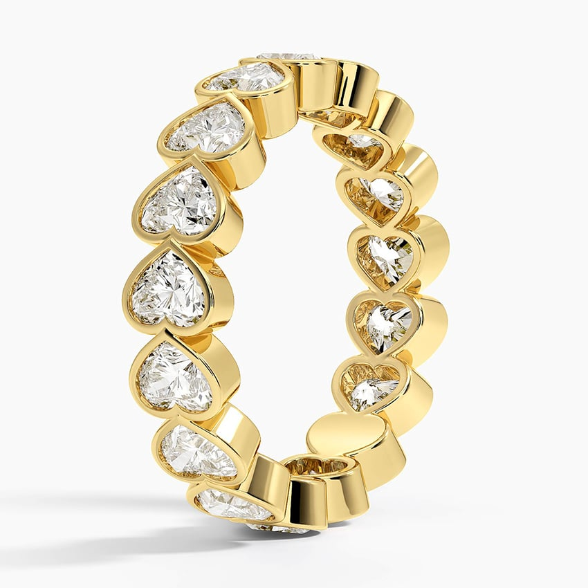 Heart Shaped 18K Lab Grown Diamond Bezel Wedding Band