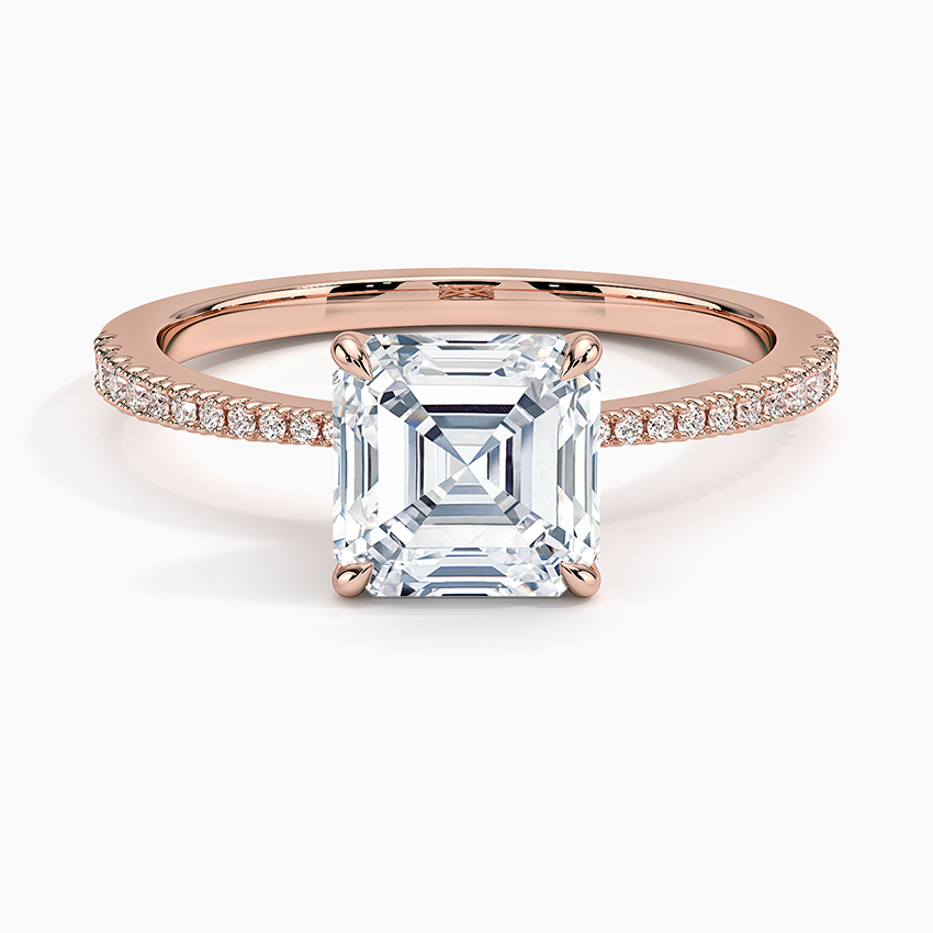 11/2 Asscher Lab Grown Diamond Gold Engagement Ring