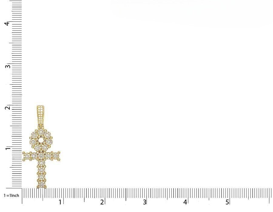 2 Inch Lab Grown Diamond Egyptian Cluster Ankh Cross Pendant