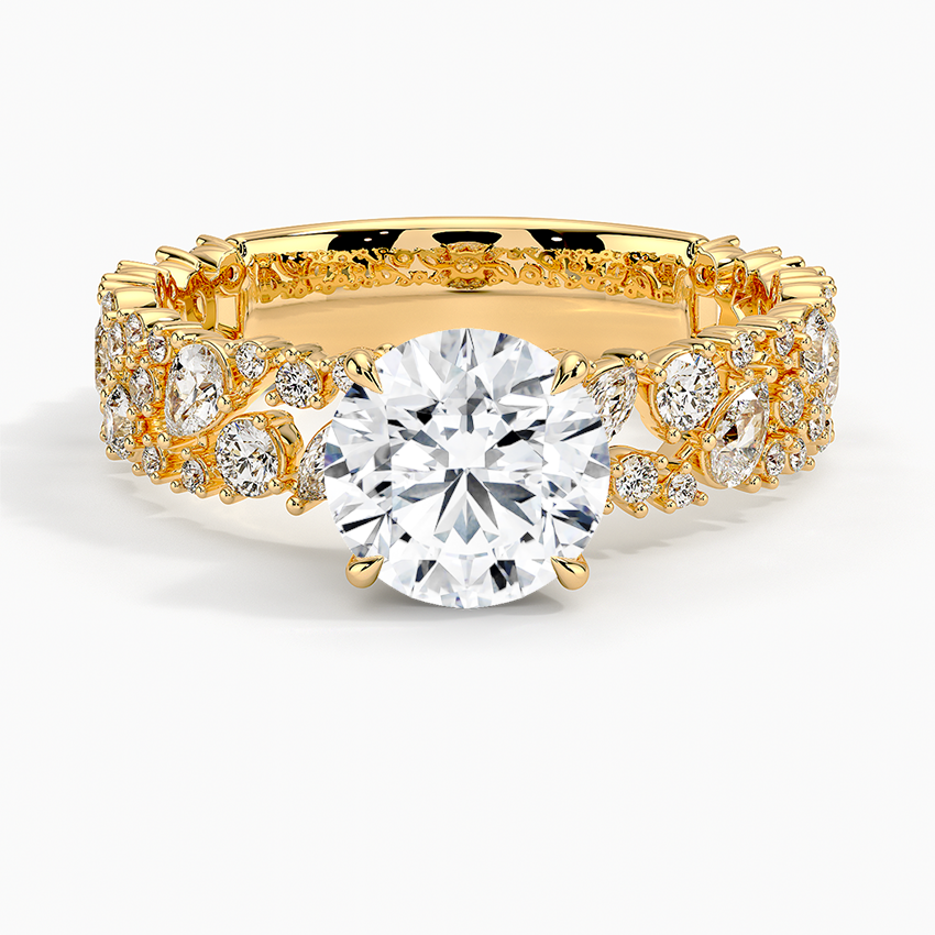 1Ct Round Lab Grown Diamond Gold Unique Band Ring