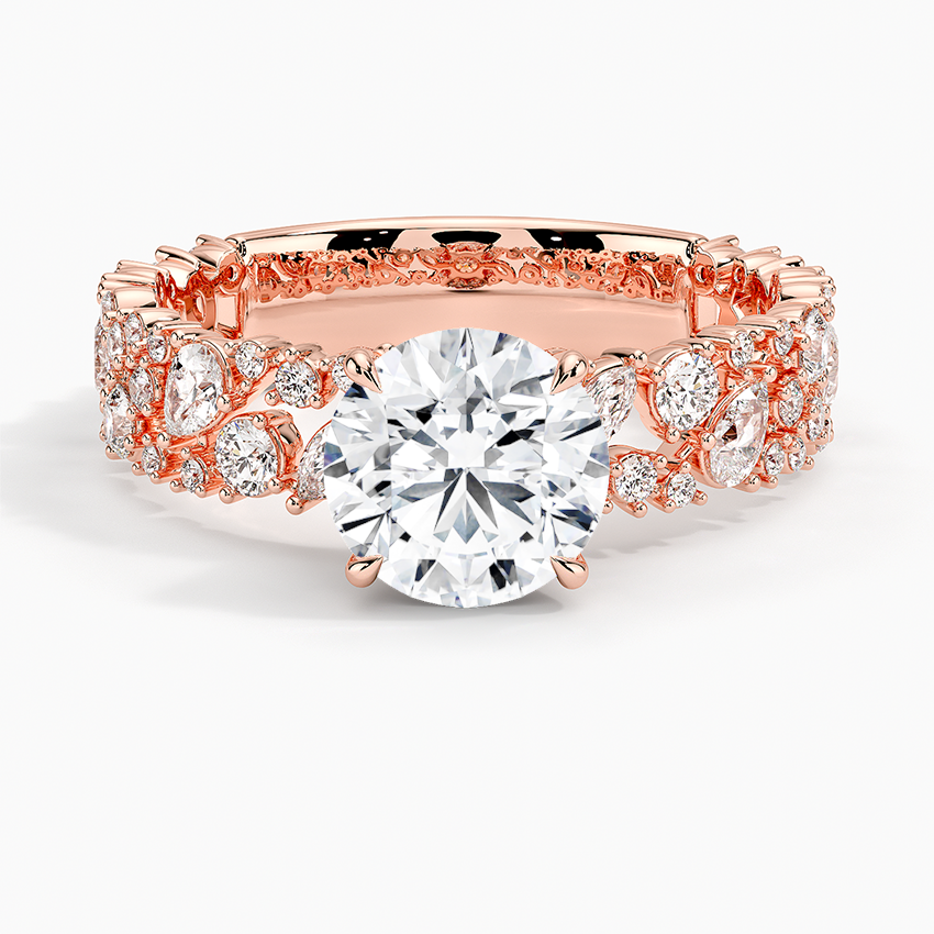 1Ct Round Lab Grown Diamond Gold Unique Band Ring