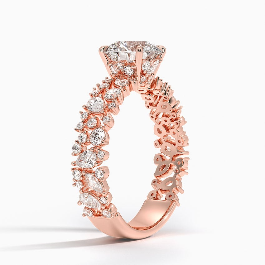 1Ct Round Lab Grown Diamond Gold Unique Band Ring