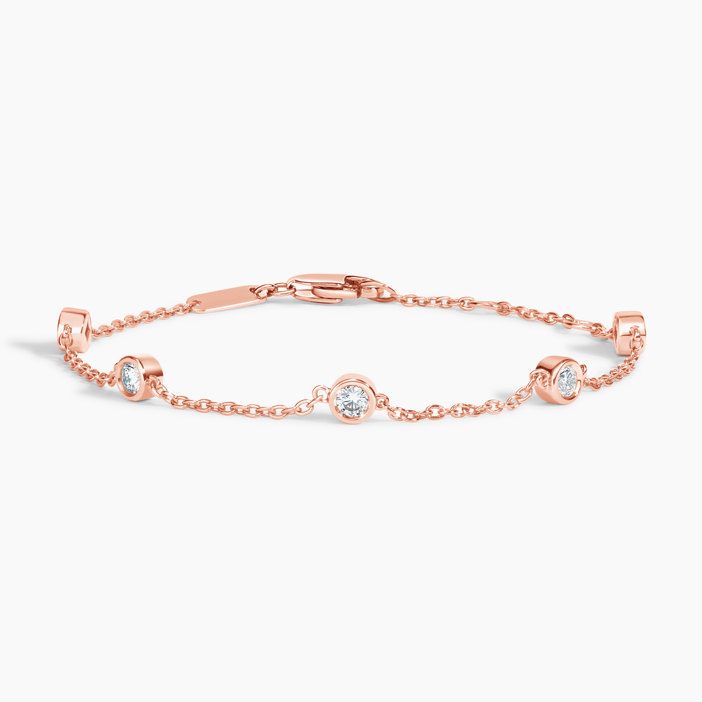7 inch 1/2CTW Five Lab grown Diamond Bezel Bracelet in Gold