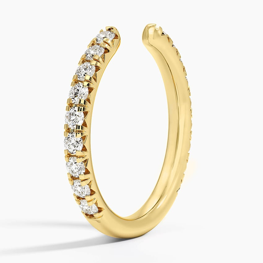 0.49CTW 18k Yellow Gold Lab Grown Diamond Open Cuff Wedding Band