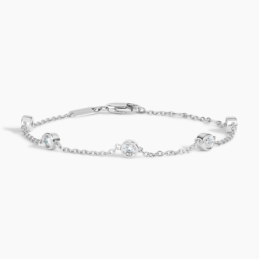 7 inch 1/2CTW Five Lab grown Diamond Bezel Bracelet in Gold