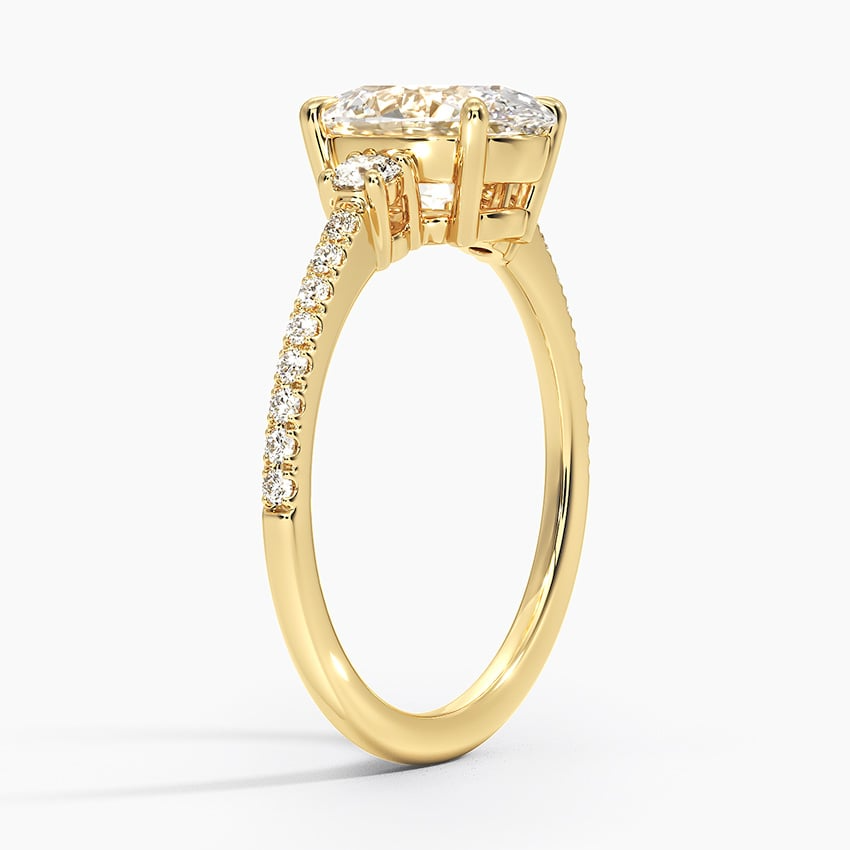 2Ct Oval Lab Grown Diamond Gold Three Stone Engagement Ring
