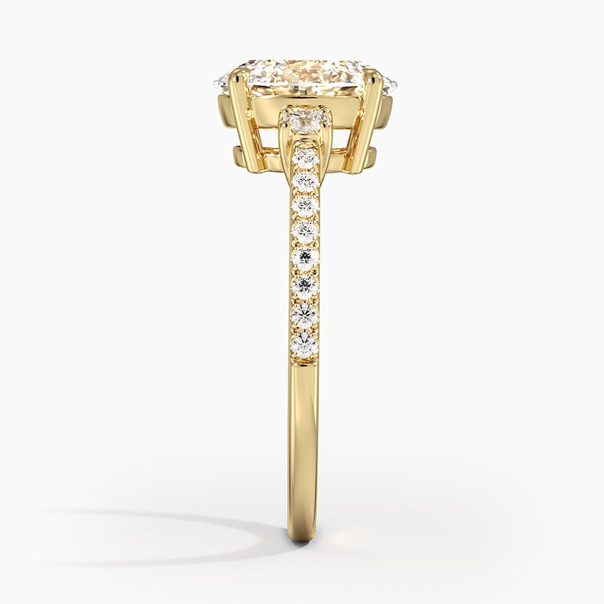 2Ct Oval Lab Grown Diamond Gold Three Stone Engagement Ring
