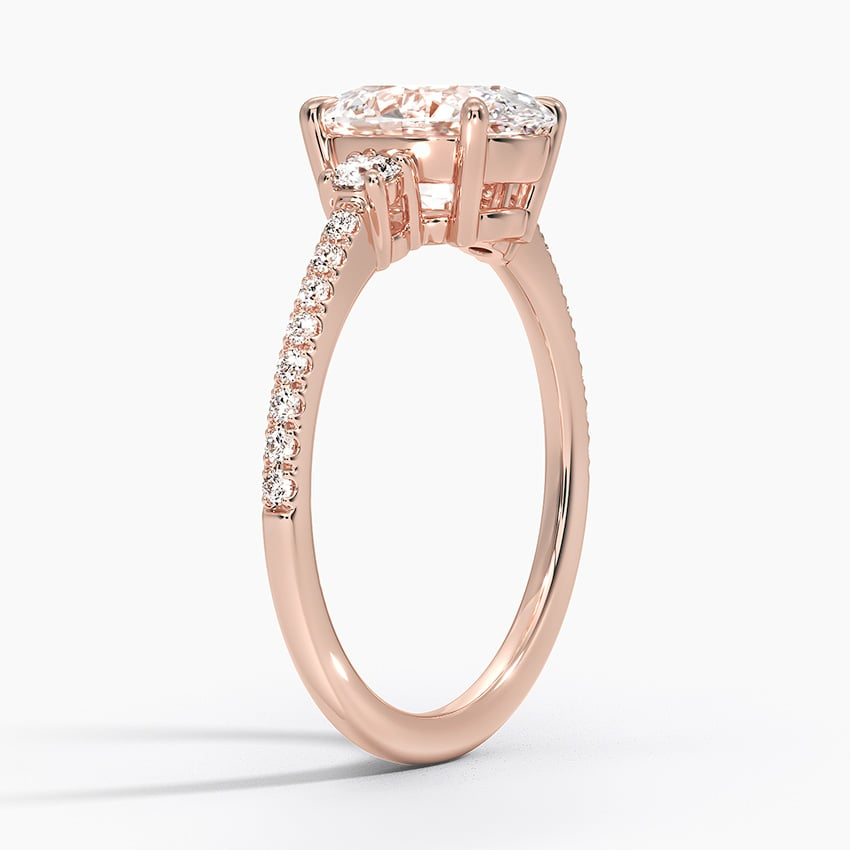 2Ct Oval Lab Grown Diamond Gold Three Stone Engagement Ring