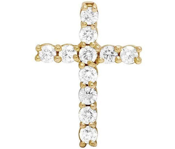 1.1 Inch Lab Grown Diamond One Row Solitaire Cross Pendant