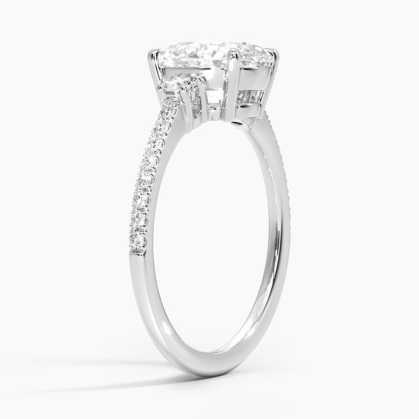 2Ct Oval Lab Grown Diamond Gold Three Stone Engagement Ring