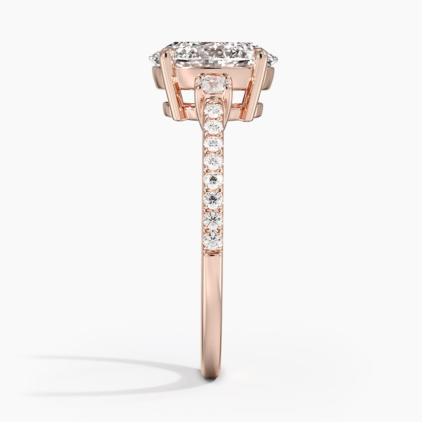 2Ct Oval Lab Grown Diamond Gold Three Stone Engagement Ring