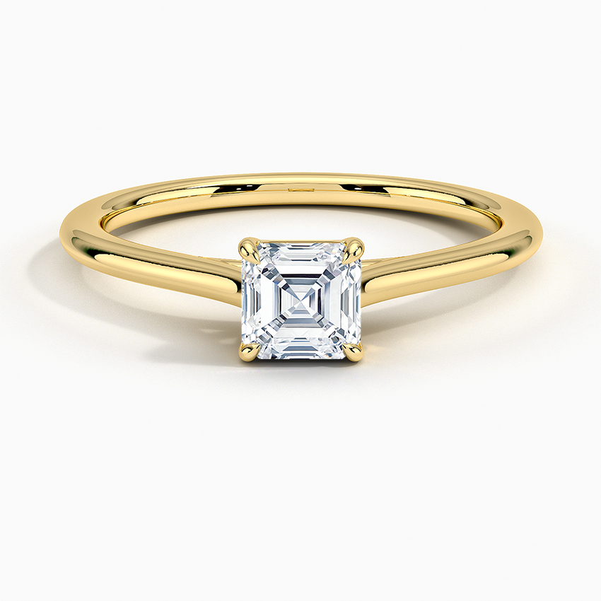 1/2Ct Asscher Lab Grown Diamond Gold Solitaire Ring