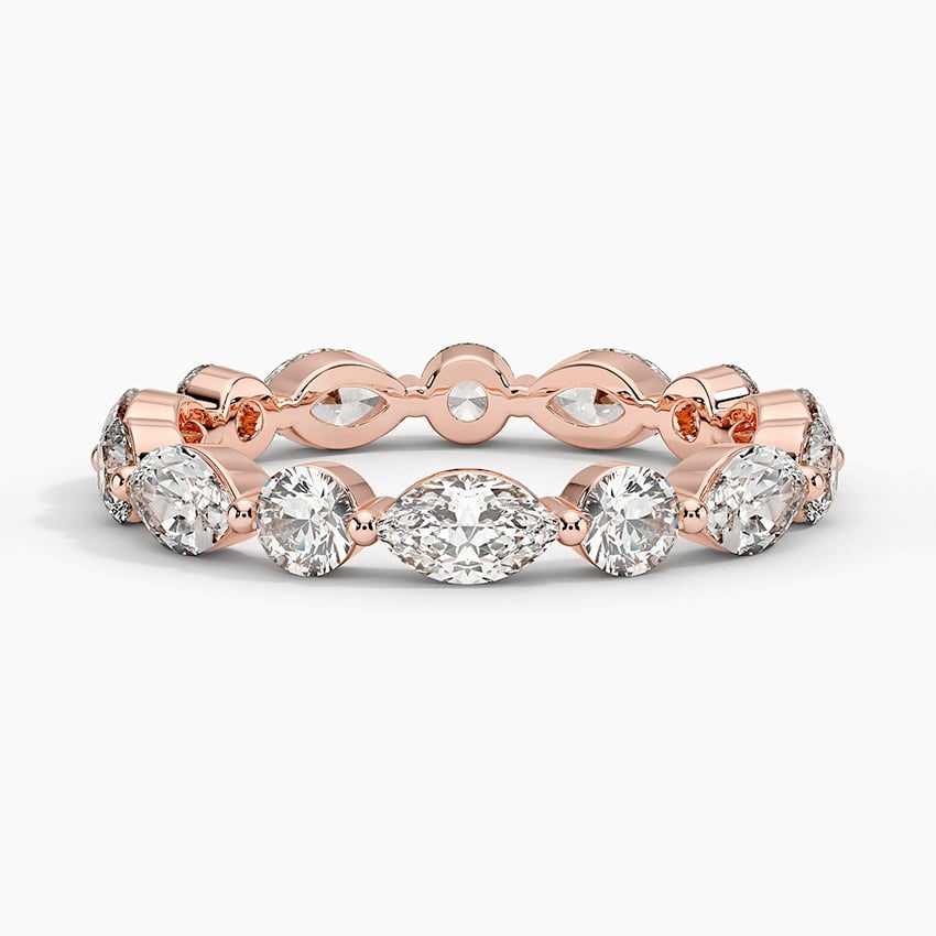 Marquise And Round Cut Lab Grown Diamond Eternity Wedding Band