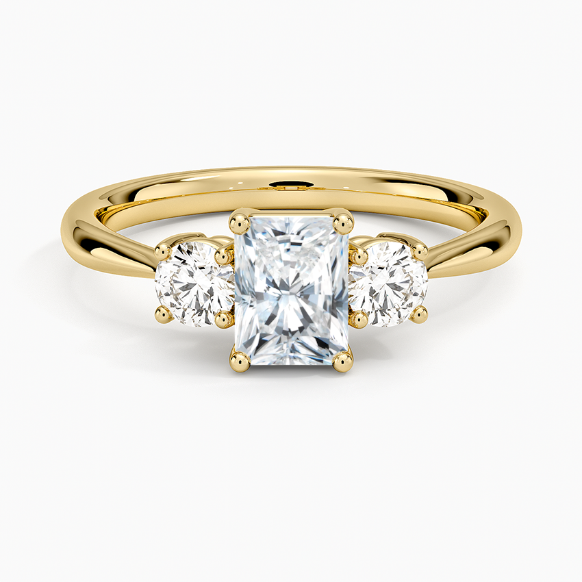 3/4 Radiant Lab Grown Diamond Three Stone Gold Ring