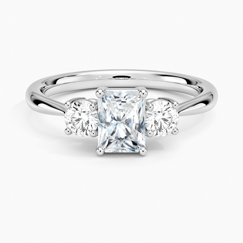 3/4 Radiant Lab Grown Diamond Three Stone Gold Ring